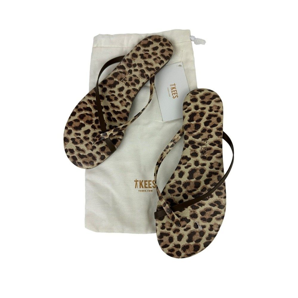 Tkees x Madewell Riley Leopard Leather Womens Sandals Size 6 Pouch Included